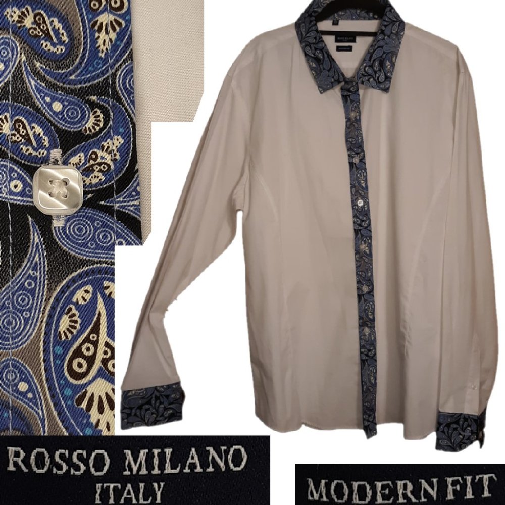 Dress shirt accented w/paisley pattern, XL| 16.5